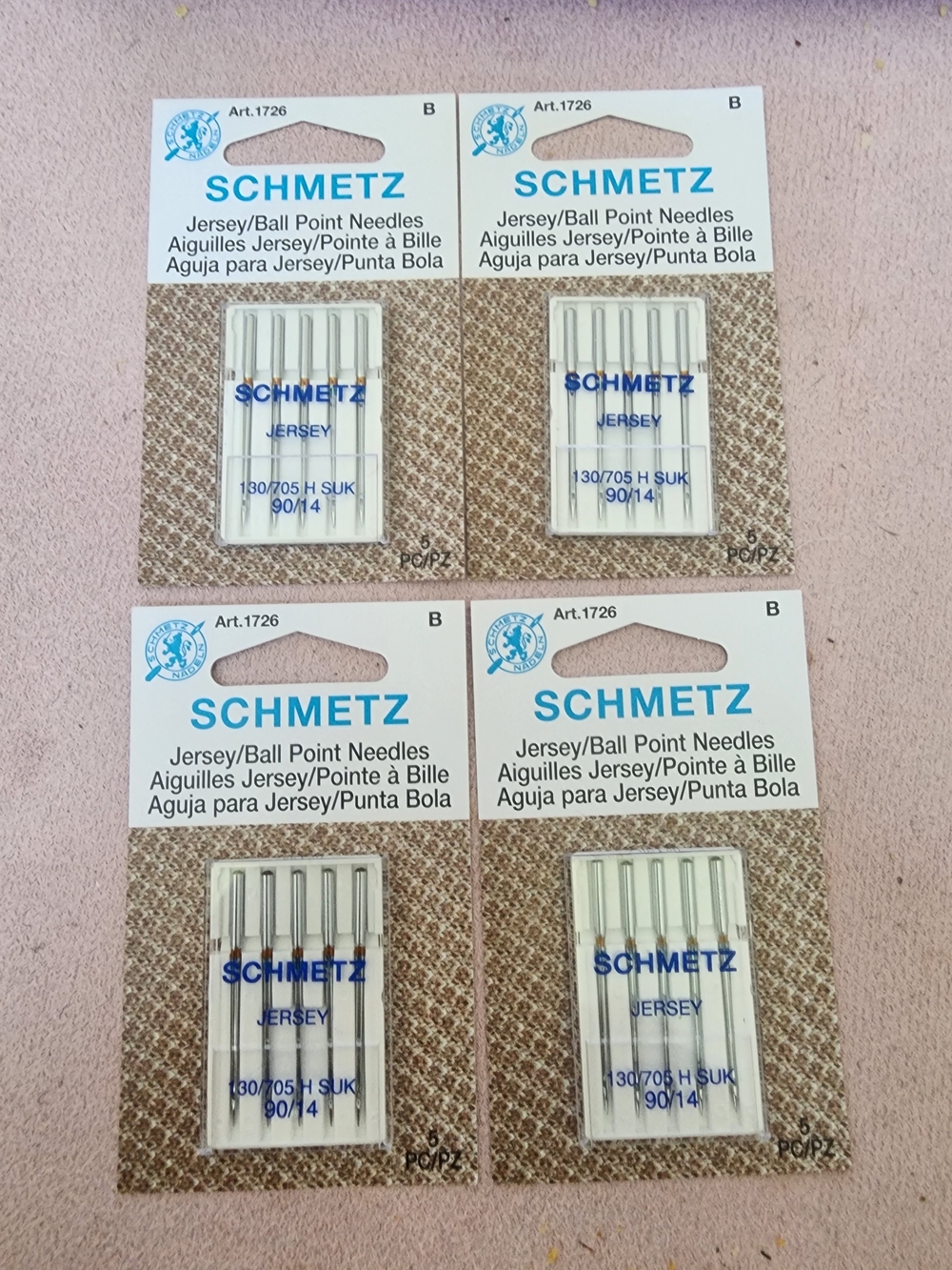 Schmetz Jersey Ball Point Sewing Machine Needles Lot of 4 Size 90/14 New